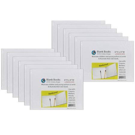 Ashley Productions Hardcover Blank Book, 8" x 6" Landscape, White, PK12 10703